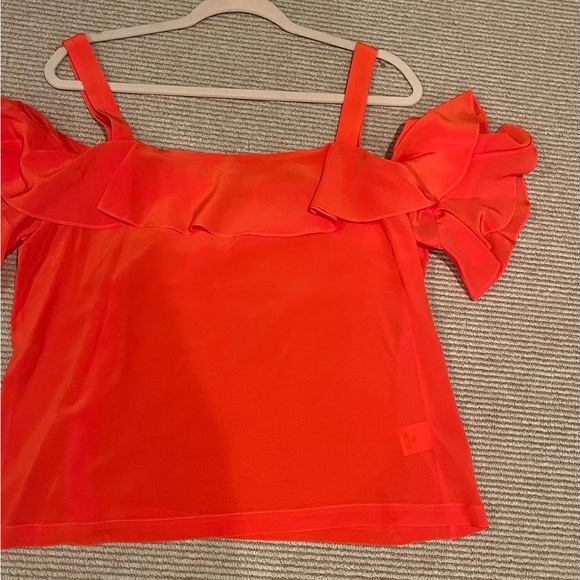 J. Crew Bright Red Ruffled Blouse - Picture 6 of 11